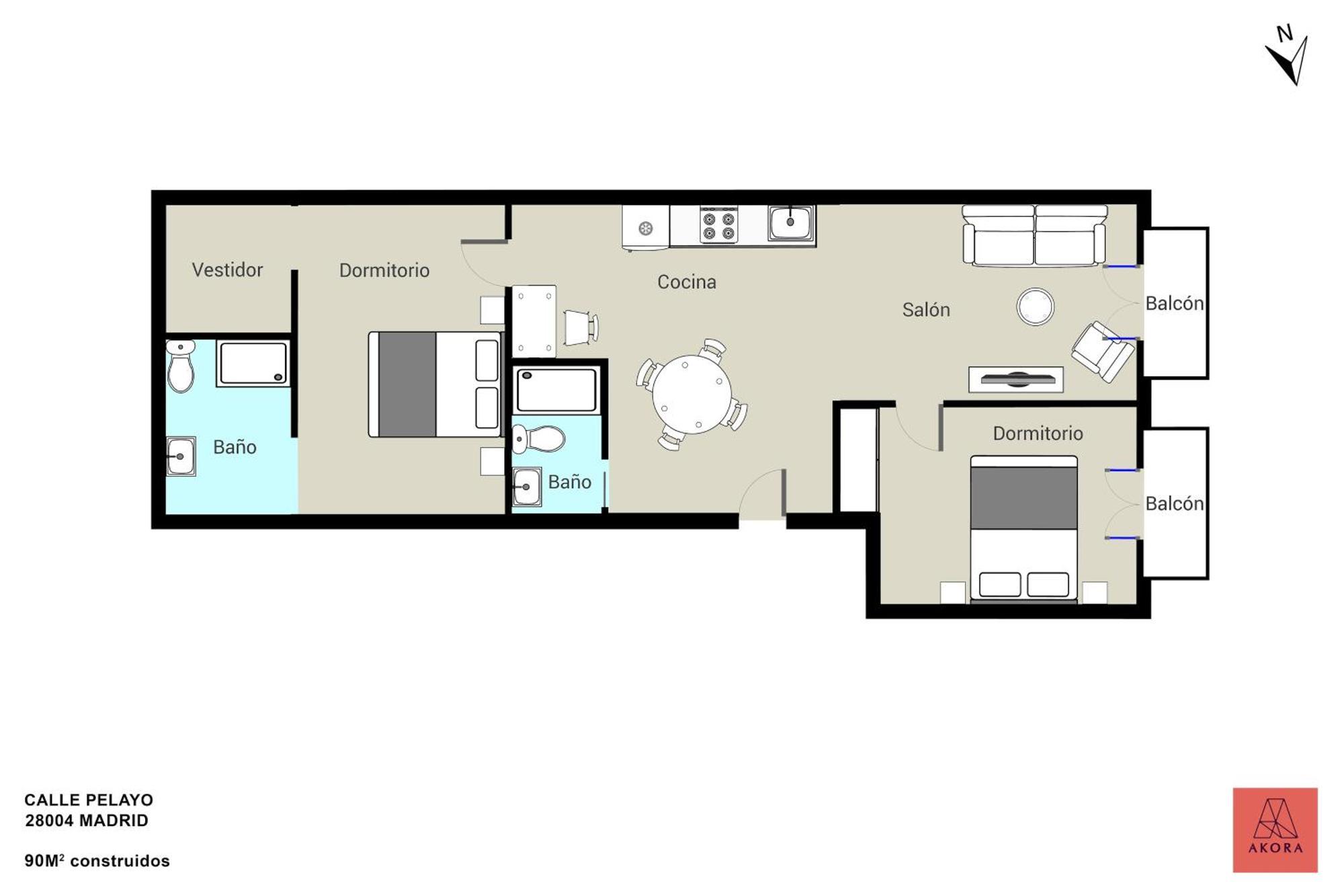 Apartamento Luxurious 2br/2ba In Chueca Madri